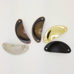 2 Poignées Coquille demi-lune avec vis 81x33mm couleur au choix Cartonnage tiroir rangement Home déco vintage