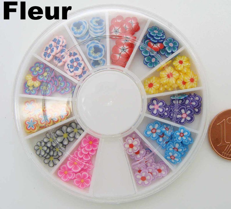 120 tranches FIMO theme au choix en boite distributrice Coeur Fleurs Gourmandise Noël Fêtes Papillon Smiley Onglerie Nail art scrapbooking image 3