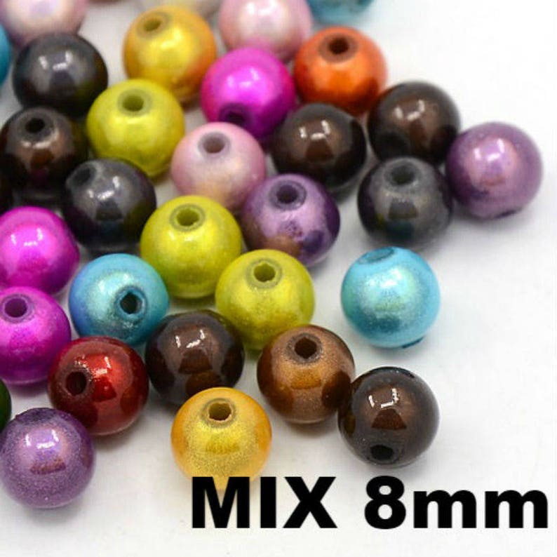Perles Miracle magique acrylique ronde Nacrées Lot au choix DIY création bijoux Mix8mm x 50pcs