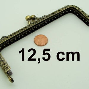 Fermoir Porte-monnaie 6,5cm à 15,5cm au choix Pochette métal bronze décoration branche fleurie modèle au choix 12,5cm