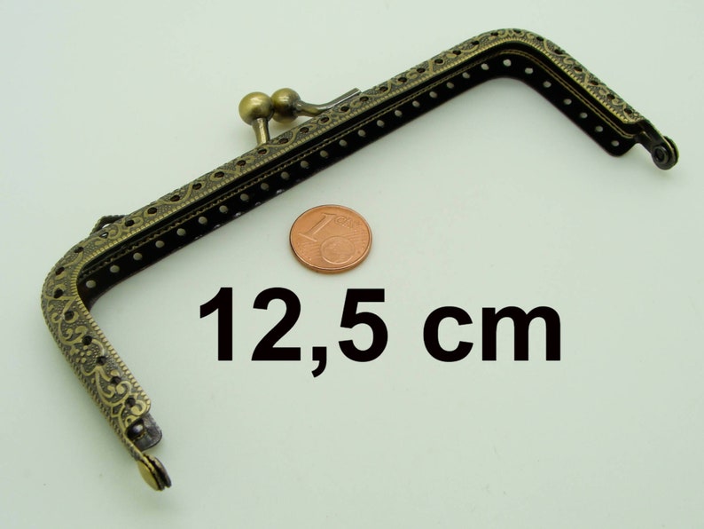 Fermoir Porte-monnaie 6,5cm à 15,5cm au choix Pochette métal bronze décoration branche fleurie modèle au choix 12,5cm