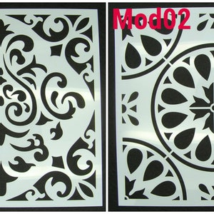 Pochoir motifs floraux et divers modèle au choix planche carré 15x15cm style carreau de ciment image 2