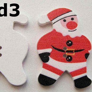 Boutons NOEL ronds ou découpés modèles divers pour création déco scrapbooking Fêtes réveillons sapin Père Noël Lutins Cadeaux Bonhomme neige Mod3 = 6pcs