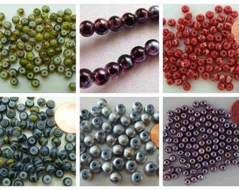 100 perles rondes 4mm en verre peint couleurs au choix création bijoux déco