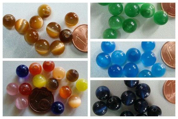 10 CABOCHONS ronds verre OEIL DE CHAT 12mm Bleu Marine DIY création bijoux déco