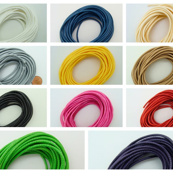 5 mètres Fil 2mm polyester ciré nylon cordon couleur au choix création bijoux