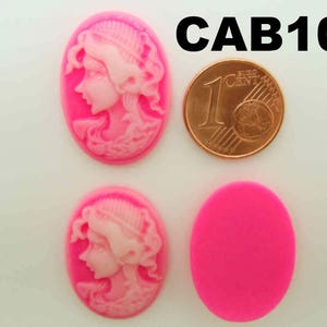 6 Cabochons résine Camée ovales 24x18mm profil femme couleurs au choix DIY création bijoux déco CAB102 Rose