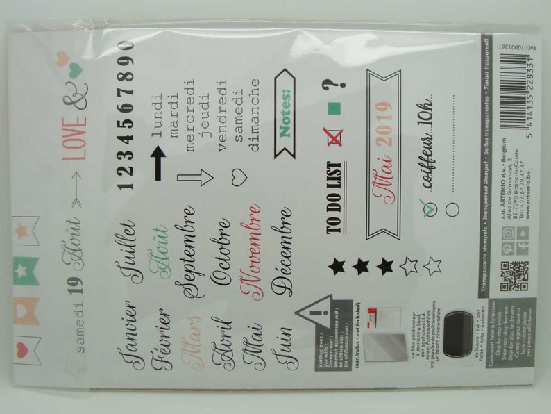 Clear Stamps Tampons Bullet journal agenda calendrier Artemio Scrapbooking