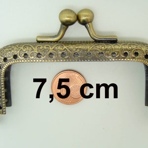 Fermoir Porte-monnaie 6,5cm à 15,5cm au choix Pochette métal bronze décoration branche fleurie modèle au choix 7,5cm