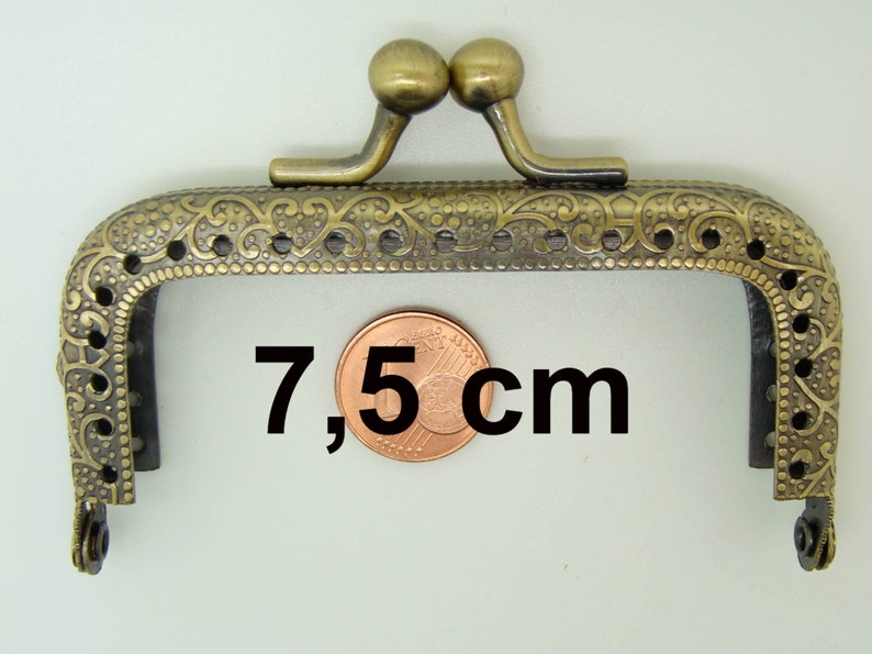 Fermoir Porte-monnaie 6,5cm à 15,5cm au choix Pochette métal bronze décoration branche fleurie modèle au choix 7,5cm