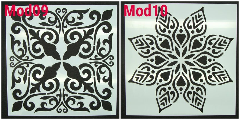 Pochoir motifs floraux et divers modèle au choix planche carré 15x15cm style carreau de ciment image 6