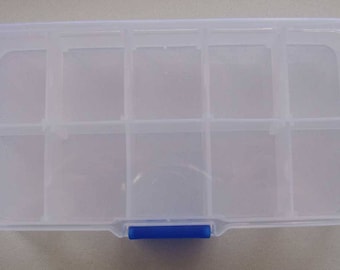 1 Casier plastique transparent 10 cases Rangement Boîtes séparations amovibles Loisirs créatifs perles mercerie