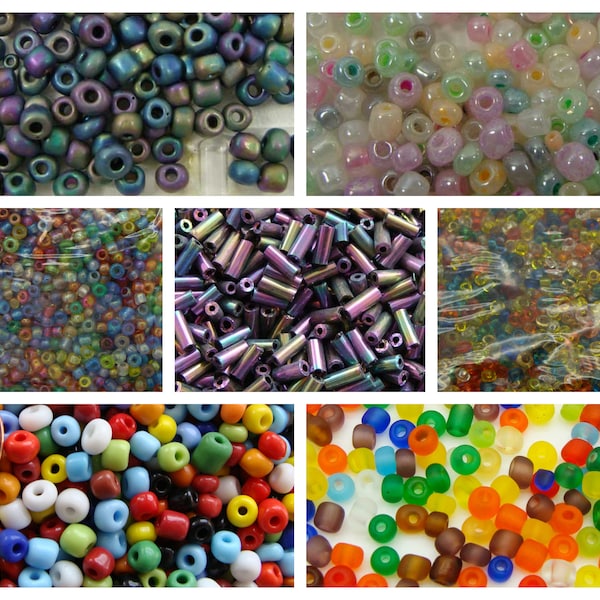 Rocaille perles verre mix couleurs formes rondes ou tubes par 20 grammes DIY création bijoux déco