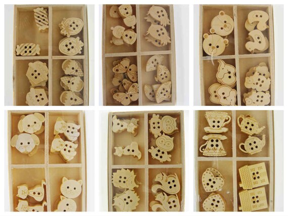 24 PCS Grand Bois Scrapbooking //// Couture Boutons 23 mm
