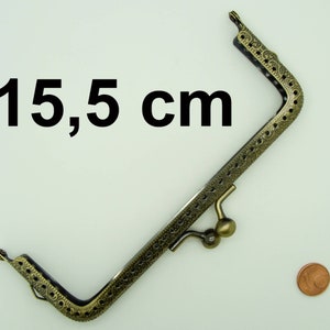 Fermoir Porte-monnaie 6,5cm à 15,5cm au choix Pochette métal bronze décoration branche fleurie modèle au choix 15,5cm