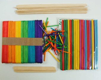 Bâtons bois esquimau ou allumettes batonnets loisirs créatifs collage maquette modèle au choix DIY