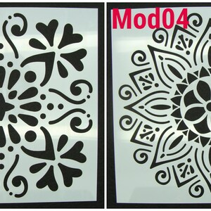 Pochoir motifs floraux et divers modèle au choix planche carré 15x15cm style carreau de ciment image 3