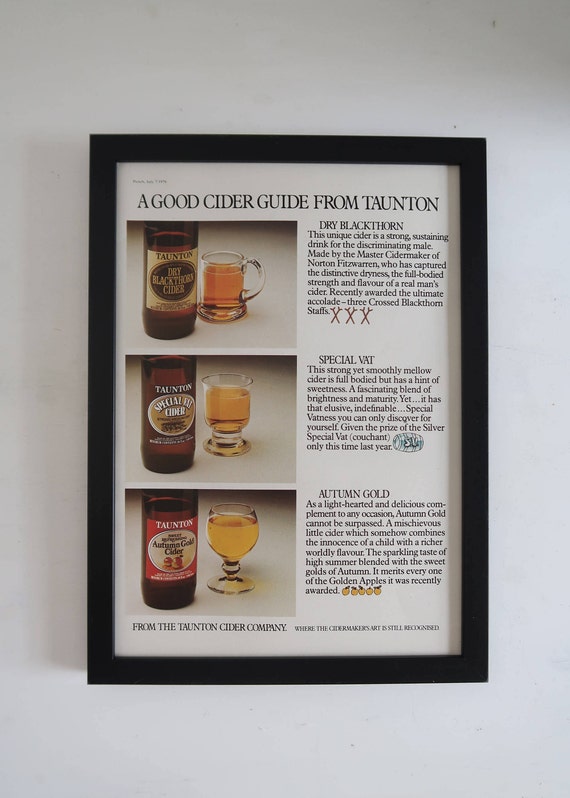 Vintage Taunton Cider Framed Advert Old Fashioned Poster Etsy