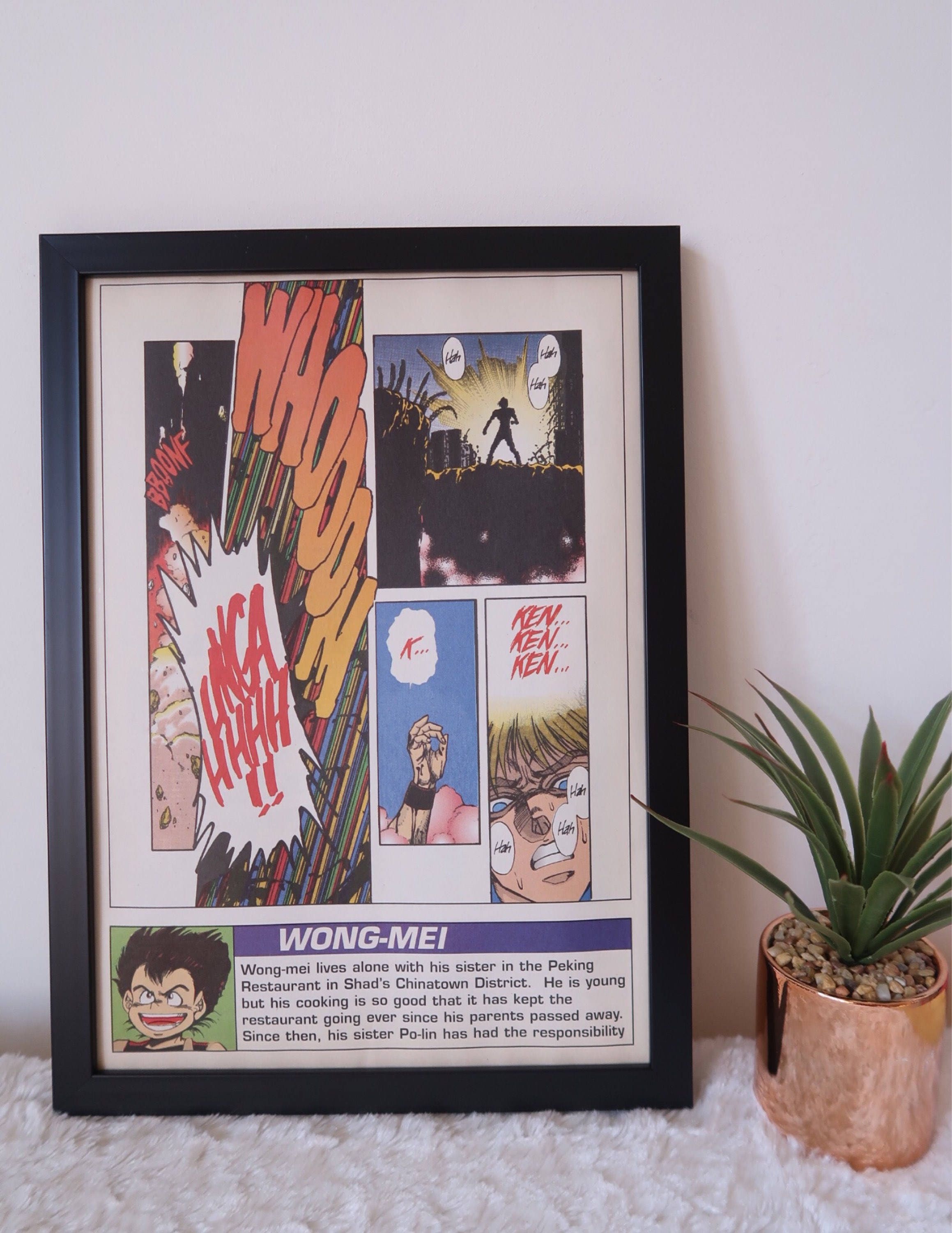 Street Fighter Ken Wong Mei Retro Poster Framed Vintage Comic Etsy