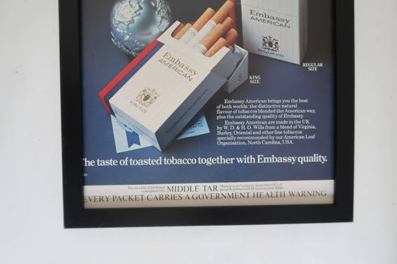 Vintage Embassy American Framed Advert Old Fashioned Etsy