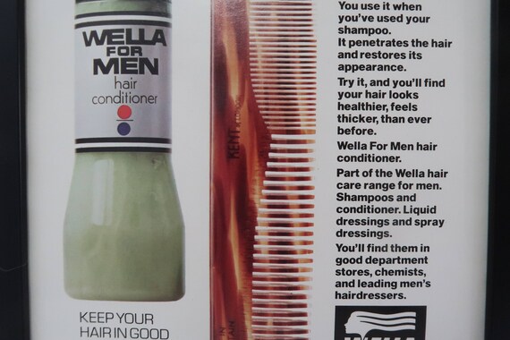 Vintage Wella Hair Care For Men Framed Advert Old Fashioned Etsy