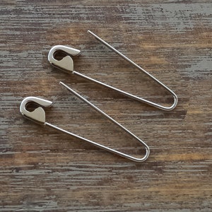 1.25'' Sterling Silver Safety Pin Earrings Jewelry Punk Earrings ...