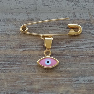 Baby Shower Gift Pin Evil Eye Birth Announcement Grandma To Be Brooch Baby Pin Protection For Baby Baptism Gift Baby Girl Pin Gold 18K