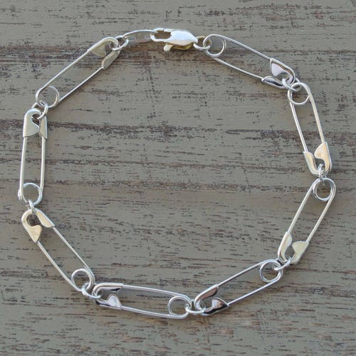 Sterling Silver Punk Safety Pin Bracelet / Necklace Unity Etsy