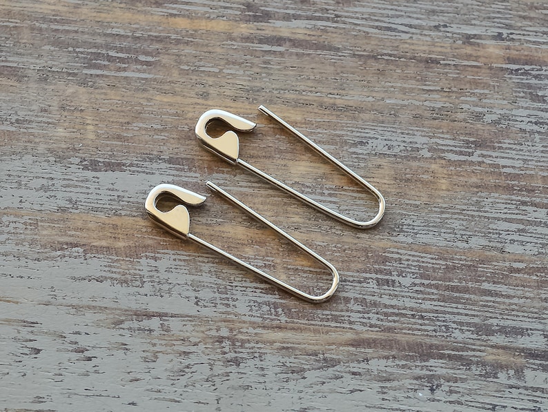 1 Inch Safety Pin Jewelry Sterling Silver Safety Pin Hoop Etsy