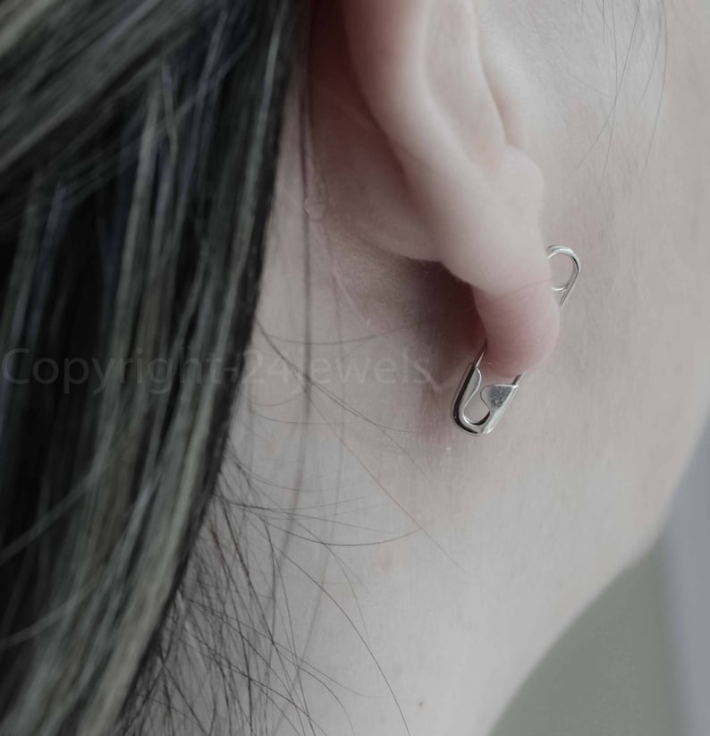 34/'/' Sterling Silver Safety Pin Earring Jewelry Safety Pin Movement Solidarity Pin Safety Pin Safety Pin Safe Place Gift