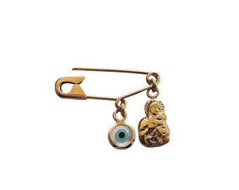 Broche Art Déco Vierge Marie – Fond De Bijouterie, Plaqué Or