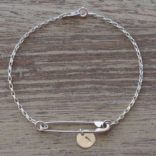 Sterling Silver 925 Safety Pin Bracelet Punk Goth Charm Safety Etsy