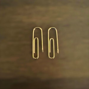 Gold PaperClip Earrings: Dainty Drop Earrings 3/4 Inches