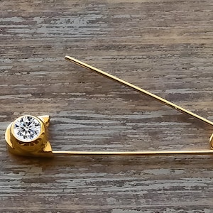 CZ gouden veiligheidsspeldoorbel: handgemaakte fijne sieraden (9 kt/14 kt/18 kt)