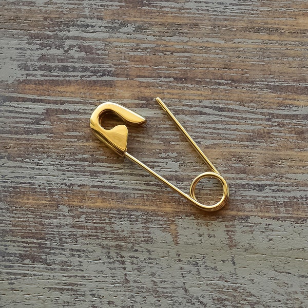 3/4'' Gold Safety Pin Small Earring | 9K 14K 18K