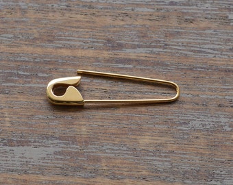 Gold Safety Pin Hoop Earring 1''