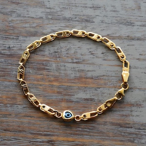 Gold Baby Evil Eye Heart Bracelet | Newborn Protection Jewelry | Baby Girl Gift | Gold Heart Evil Eye Baby Bracelet | Baptism Gift