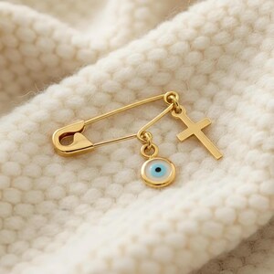 Spilla ZARD Malocchio Con Strass Cristallo Blu E Oro - Made In Italy