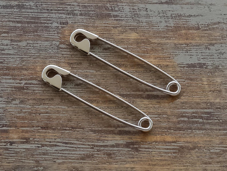 1.25 Inch White Gold Safety Pin Earrings Cartilage Earrings Etsy