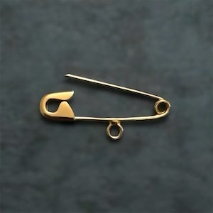 1 Inch Gold Safety Pin Solid Brooch Charm Holder 9K | 14K | 18K