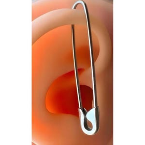 Długie kolczyki z agrafką, srebrne: 1,75” Punk Industrial Jewelry, grubość 14