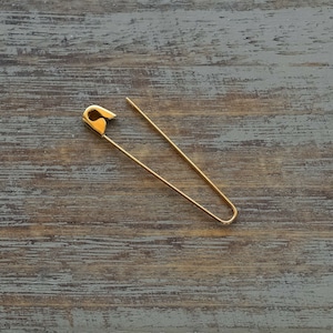 Safety Pin Gold Punk Piercing Hoop Earring Minimalist Millennial Jewelry 1.75 Inches