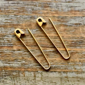 1.5 Inch Gold Safety Pin Cartilage Hoop Earrings Gift For Her Gift For Him in 9K,14K,18K