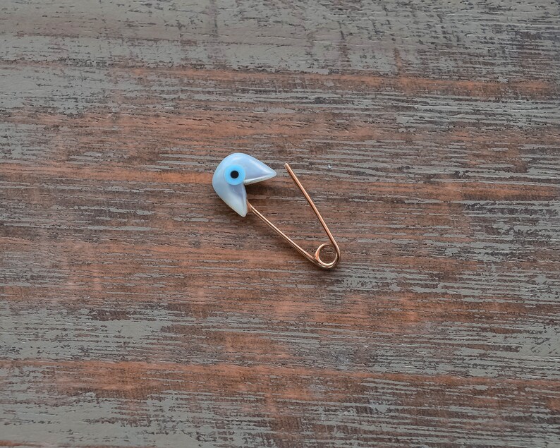 34/'/' Gold Safety Pin Evil Eye Small Earring 14K