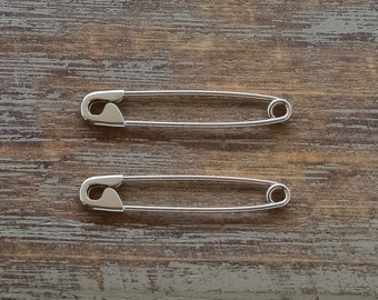 1.25 Inch 2 Pcs 925 Solid Sterling Safety Pin Earrings,Sterling Silver Safety Pin Earrings,Safety Pin Earrings,Silver Safety Pin Earrings