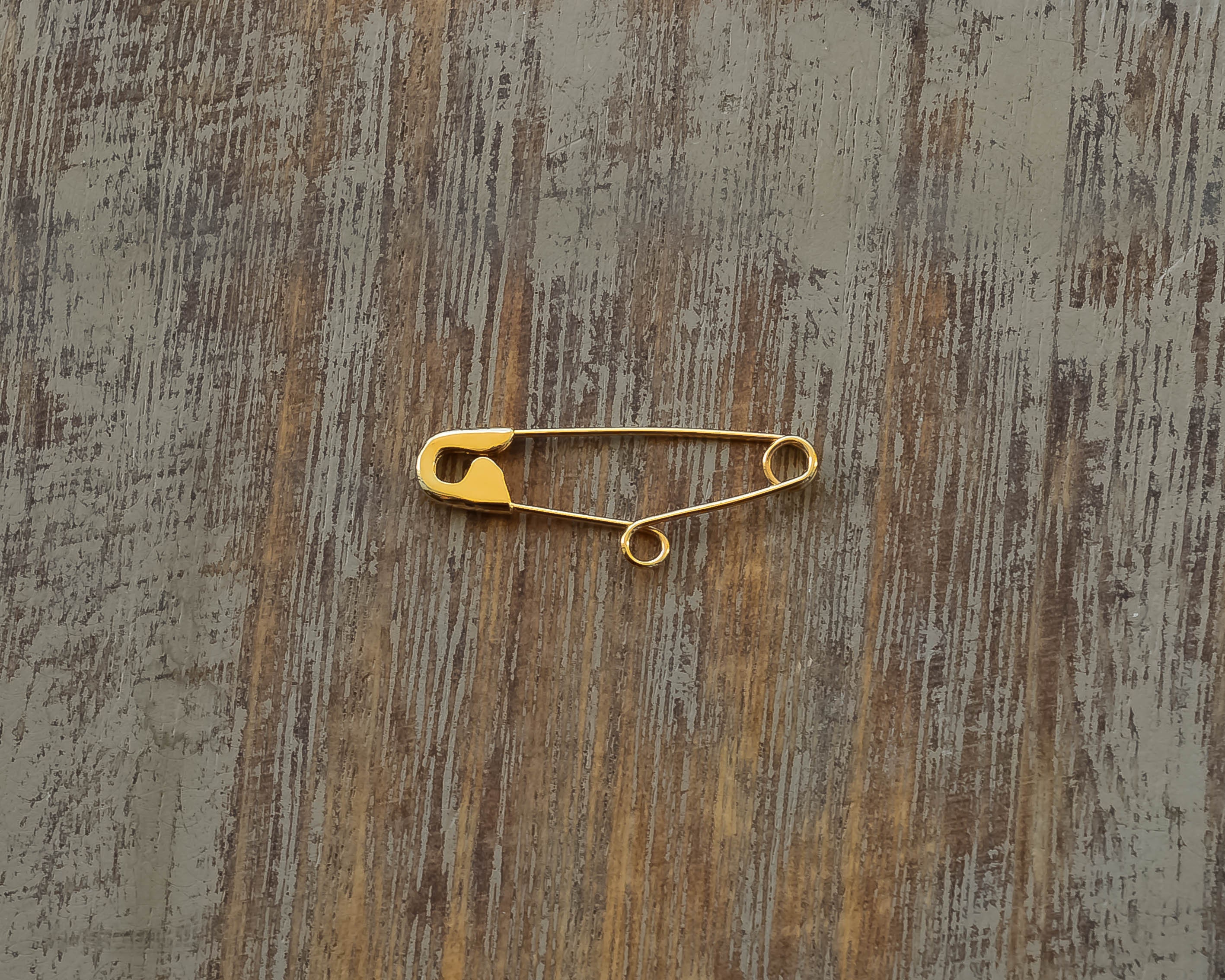 Gold Safety Pin Charm Holder 9K 14K 18K Etsy