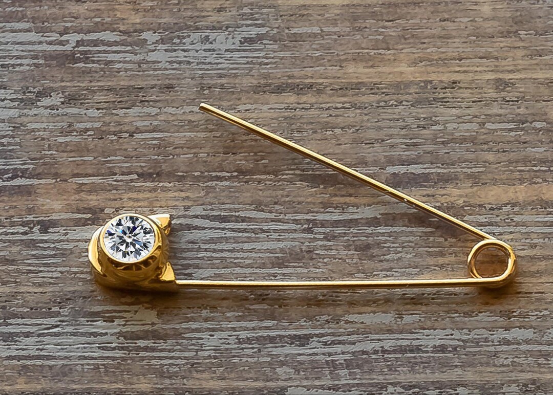 Gold Safety Pin Earring CZ Gold Safety Pin Jewelry Made to Order Safety