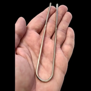Large silver hair pin, silver solid french hair pin, sterling silver bun holder, silver hair fork stick, gift for her 5.5 inches