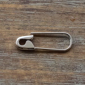 3/4'' White Gold Safety Pin Hoop Earring | 9K 14K 18K
