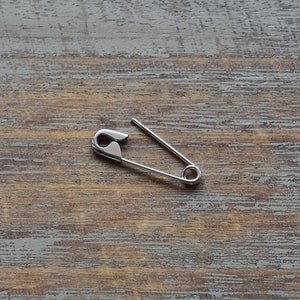 White Gold Safety Pin Earring Cartilage Earring Punk Goth Earring Gift For Her 3/4 Inches